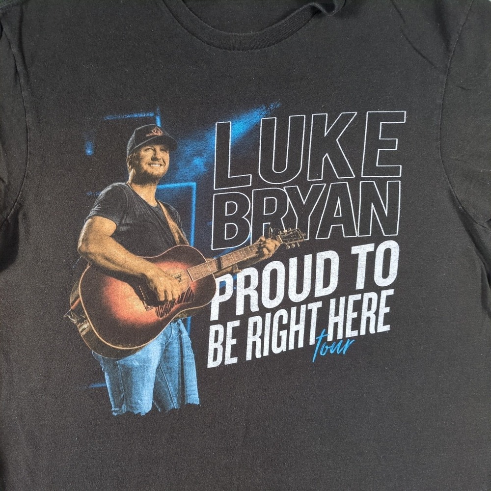 Luke Bryan T Shirt Men Large Black Graphic Proud To Be Right Here Cotton Stretch